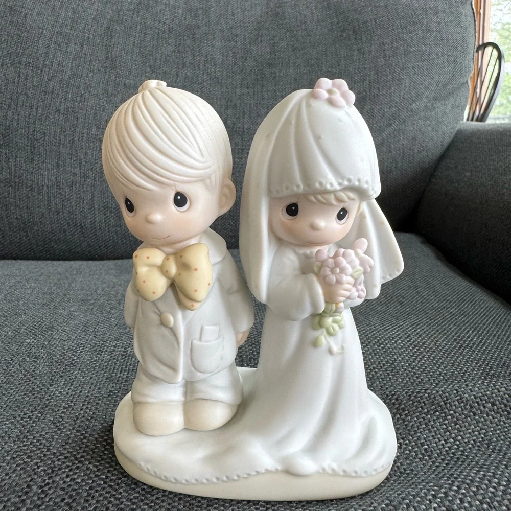 Precious Moments White and Cream Wedding Cake Topper